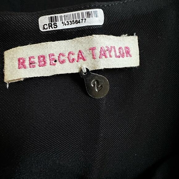 Rebecca Taylor Silk Artsy Front Zip Dress Black Watercolor Camo Cocktail Party - Picture 4 of 8